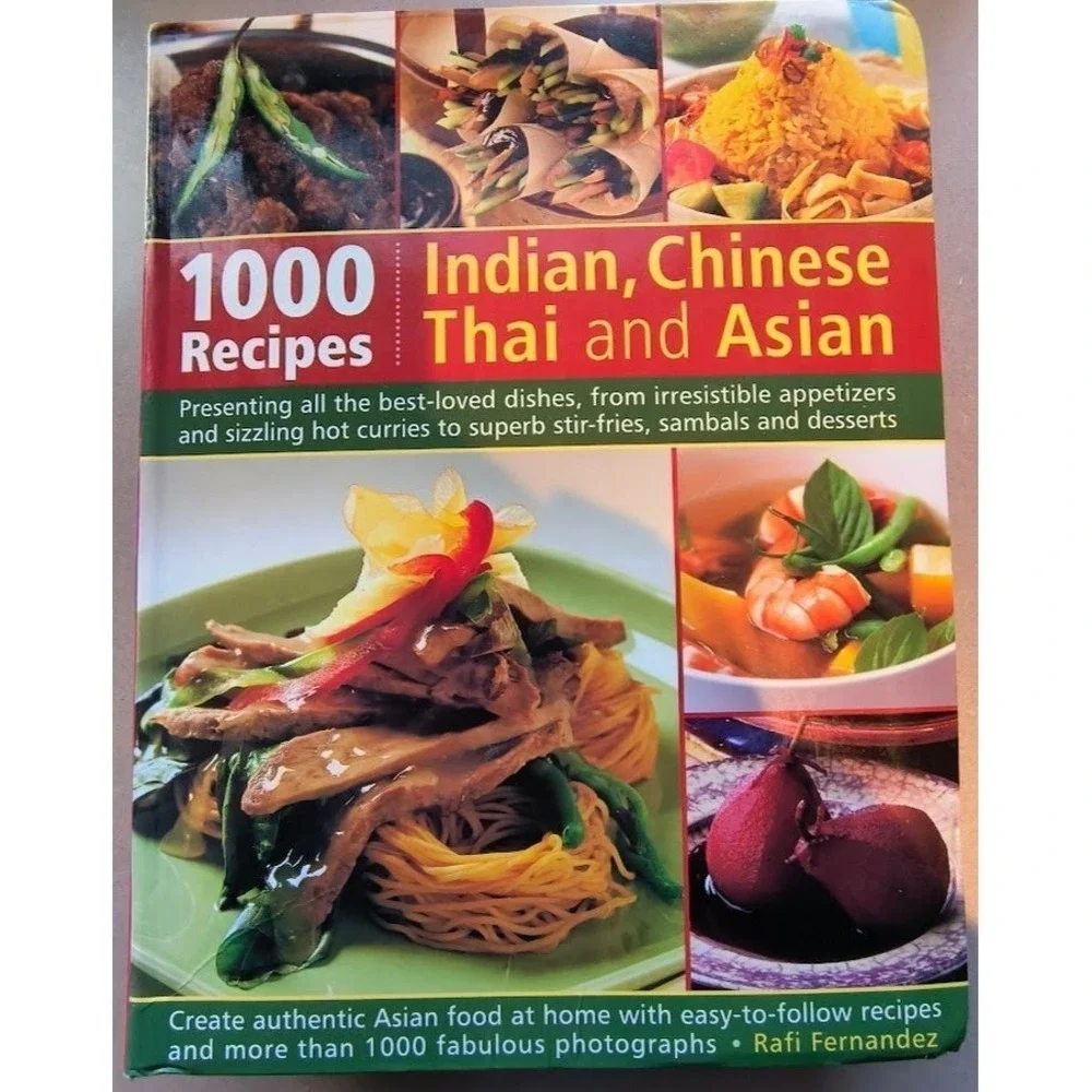 1000 Indian Chinese Thai and Asian Recipes Cookbook Laminated Paperback